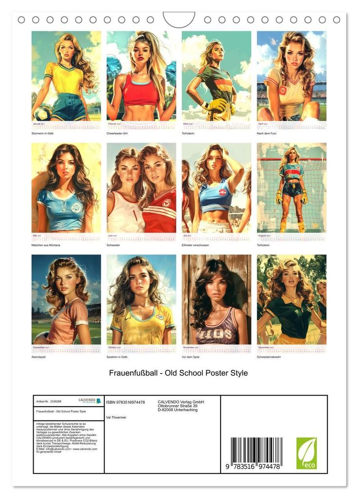Weitere Ansicht: Frauenfußball - Old School Poster Style (Wandkalender 2027 DIN A4 hoch), CALVENDO Monatskalender | Val Thoermer, Calvendo