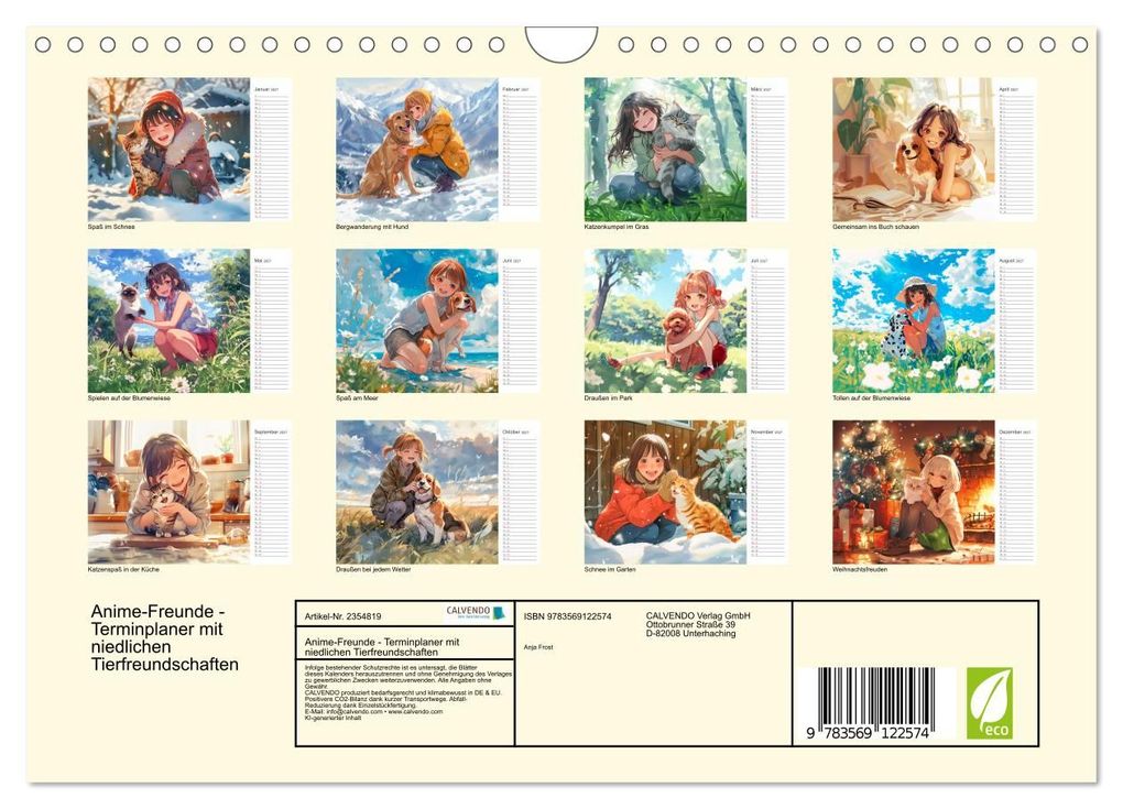 Weitere Ansicht: Anime-Freunde - Terminplaner mit niedlichen Tierfreundschaften (Wandkalender 2027 DIN A4 quer), CALVENDO Monatskalender | Anja Frost, Calvendo