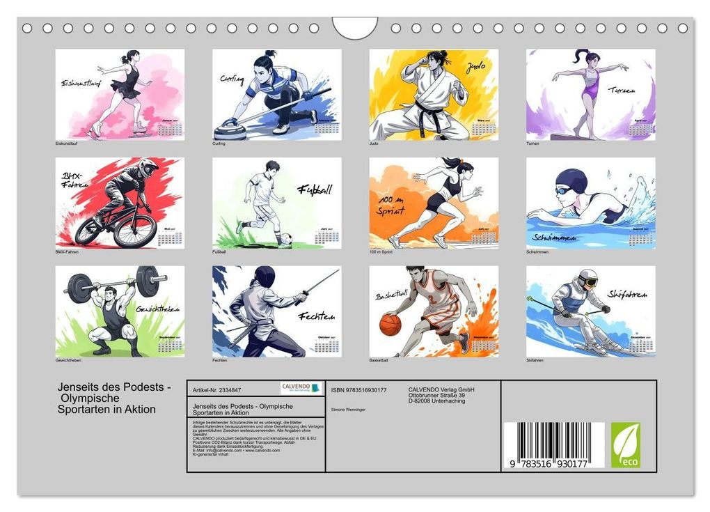 Weitere Ansicht: Jenseits des Podests - Olympische Sportarten in Aktion (Wandkalender 2027 DIN A4 quer), CALVENDO Monatskalender | Simone Wenninger, Calvendo