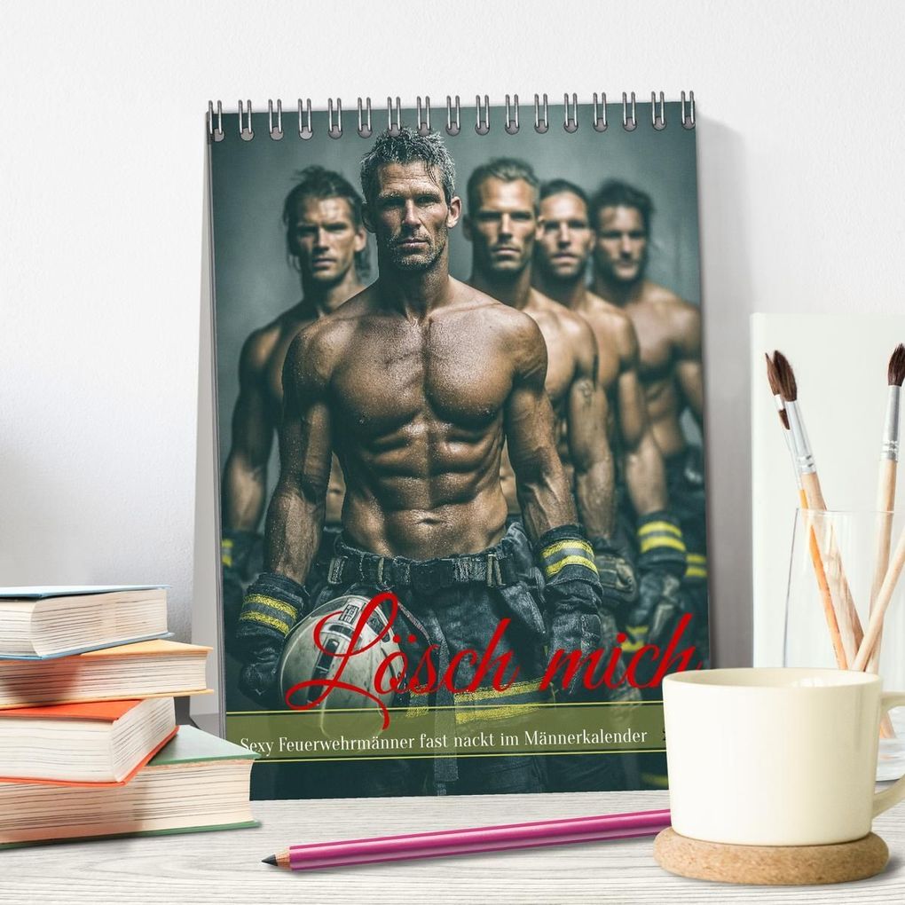 Weitere Ansicht: Lösch mich - Sexy Feuerwehrmänner fast nackt im Männerkalender (Tischkalender 2027 DIN A5 hoch), CALVENDO Monatskalender | MB - Fotografie, Calvendo