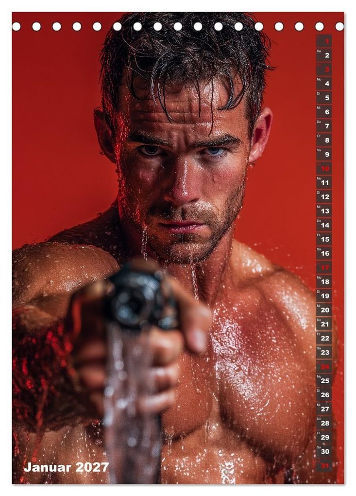 Weitere Ansicht: Lösch mich - Sexy Feuerwehrmänner fast nackt im Männerkalender (Tischkalender 2027 DIN A5 hoch), CALVENDO Monatskalender | MB - Fotografie, Calvendo