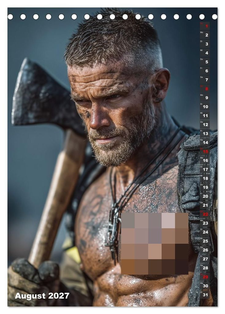 Weitere Ansicht: Lösch mich - Sexy Feuerwehrmänner fast nackt im Männerkalender (Tischkalender 2027 DIN A5 hoch), CALVENDO Monatskalender | MB - Fotografie, Calvendo