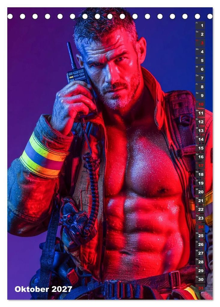 Weitere Ansicht: Lösch mich - Sexy Feuerwehrmänner fast nackt im Männerkalender (Tischkalender 2027 DIN A5 hoch), CALVENDO Monatskalender | MB - Fotografie, Calvendo