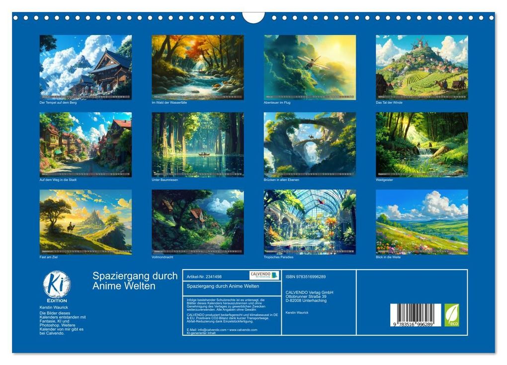 Weitere Ansicht: Spaziergang durch Anime Welten (Wandkalender 2027 DIN A3 quer), CALVENDO Monatskalender | Kerstin Waurick, Calvendo