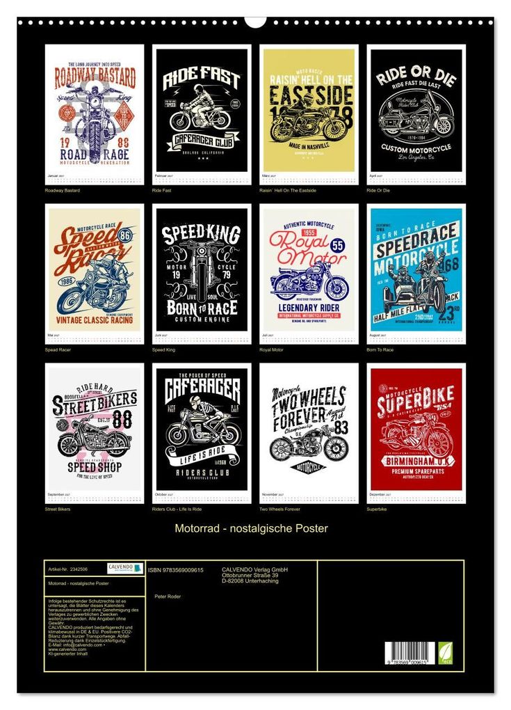 Weitere Ansicht: Motorrad - nostalgische Poster (Wandkalender 2027 DIN A2 hoch), CALVENDO Monatskalender | Peter Roder, Calvendo