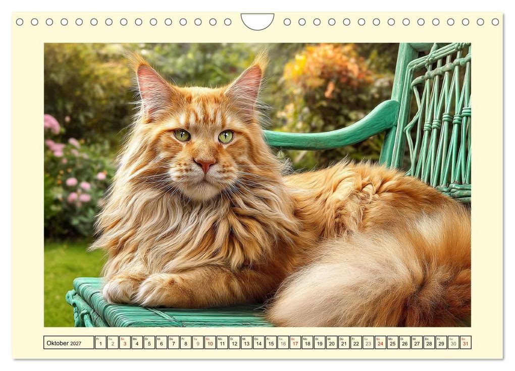 Weitere Ansicht: Main-Coon-Katzen. Die imposanten Waldkatzen im Garten (Wandkalender 2027 DIN A4 quer), CALVENDO Monatskalender | Rose Hurley, Calvendo