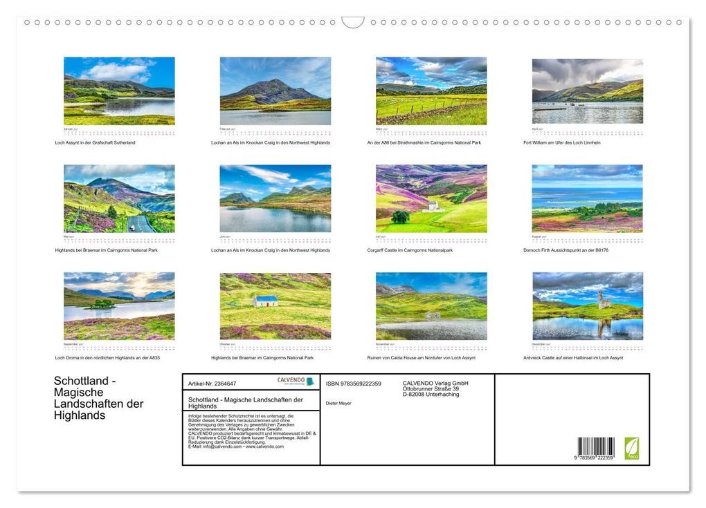 Weitere Ansicht: Schottland - Magische Landschaften der Highlands (Wandkalender 2027 DIN A2 quer), CALVENDO Monatskalender | Dieter Meyer, Calvendo