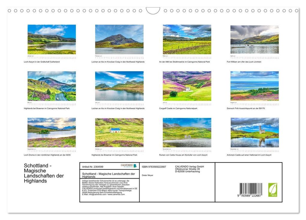 Weitere Ansicht: Schottland - Magische Landschaften der Highlands (Wandkalender 2027 DIN A3 quer), CALVENDO Monatskalender | Dieter Meyer, Calvendo