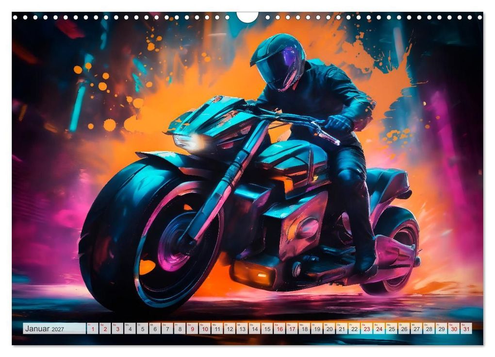 Weitere Ansicht: Coole KI-generierte MOTORRÄDER (Wandkalender 2027 DIN A3 quer), CALVENDO Monatskalender | Melanie Viola, Calvendo