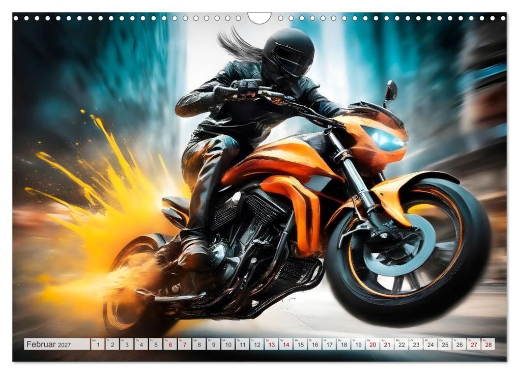 Weitere Ansicht: Coole KI-generierte MOTORRÄDER (Wandkalender 2027 DIN A3 quer), CALVENDO Monatskalender | Melanie Viola, Calvendo