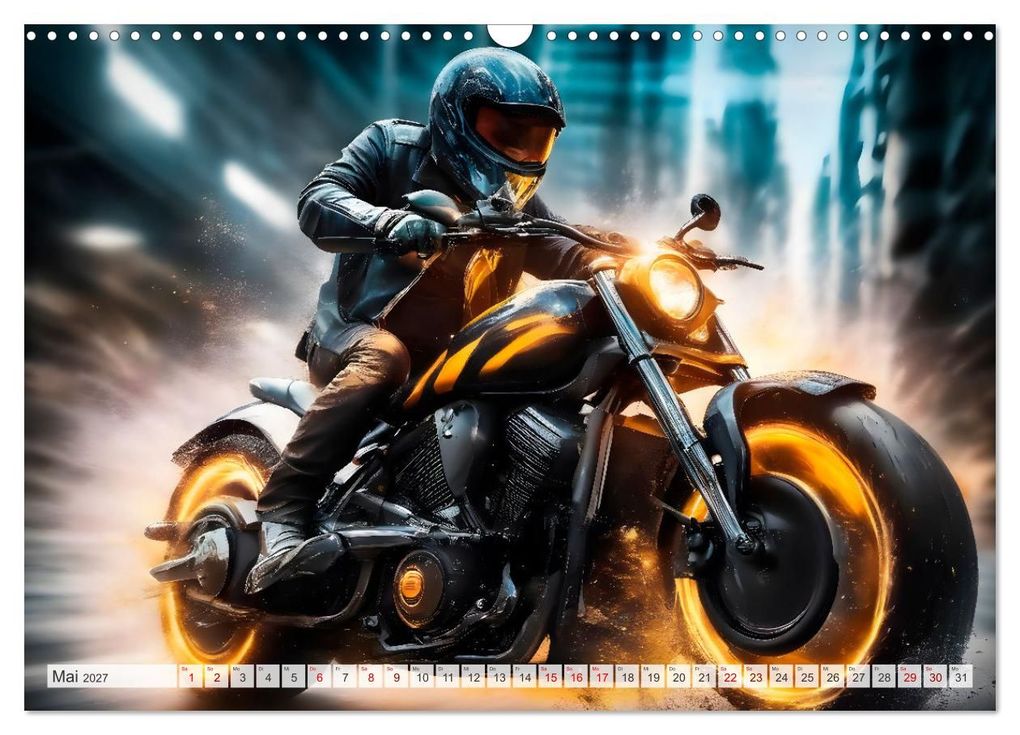 Weitere Ansicht: Coole KI-generierte MOTORRÄDER (Wandkalender 2027 DIN A3 quer), CALVENDO Monatskalender | Melanie Viola, Calvendo