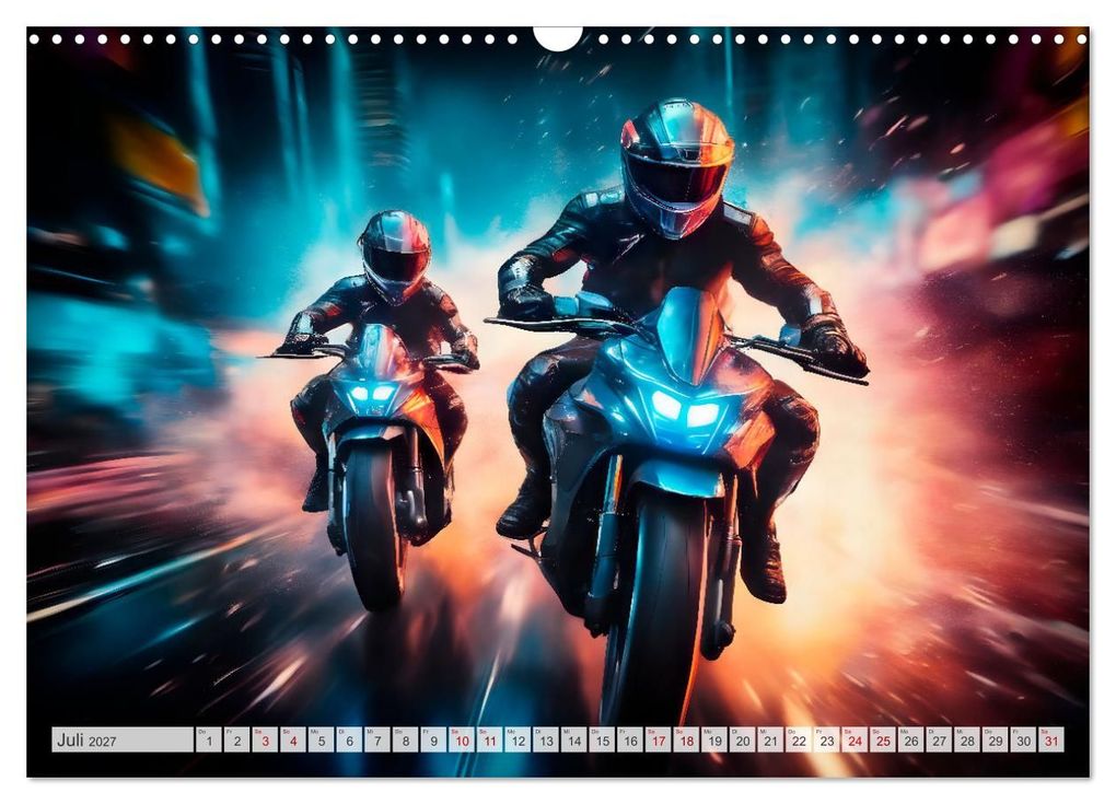 Weitere Ansicht: Coole KI-generierte MOTORRÄDER (Wandkalender 2027 DIN A3 quer), CALVENDO Monatskalender | Melanie Viola, Calvendo