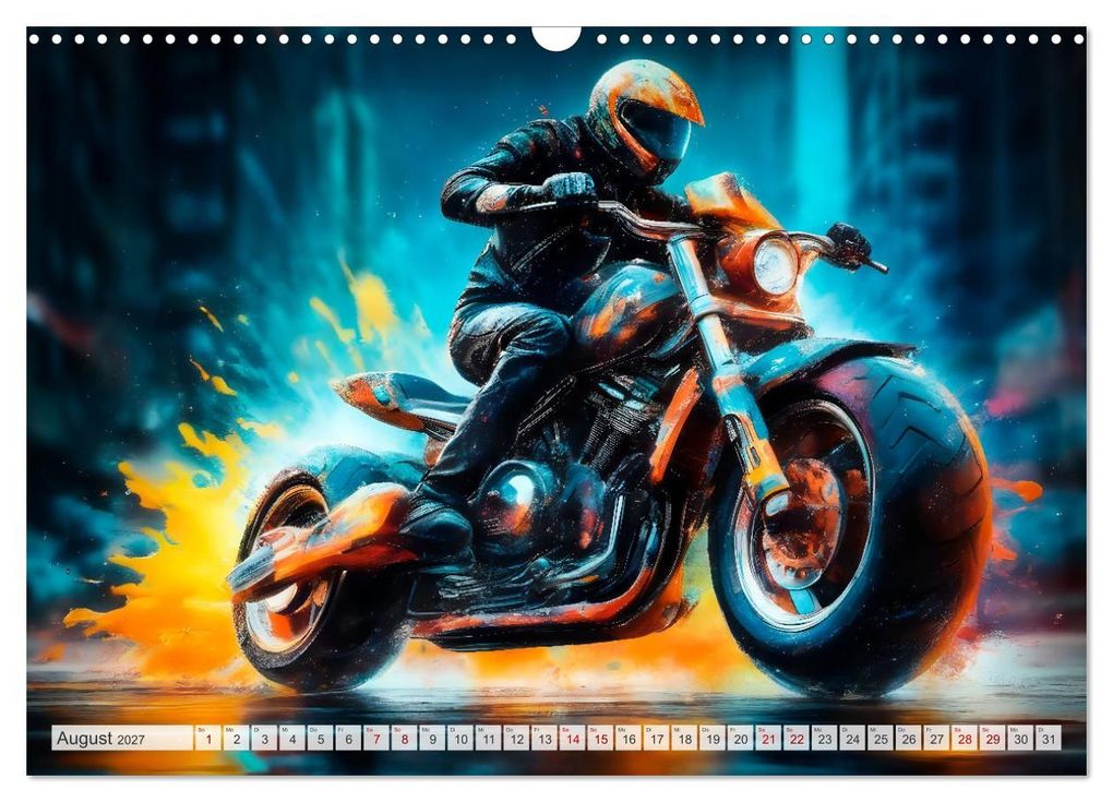 Weitere Ansicht: Coole KI-generierte MOTORRÄDER (Wandkalender 2027 DIN A3 quer), CALVENDO Monatskalender | Melanie Viola, Calvendo