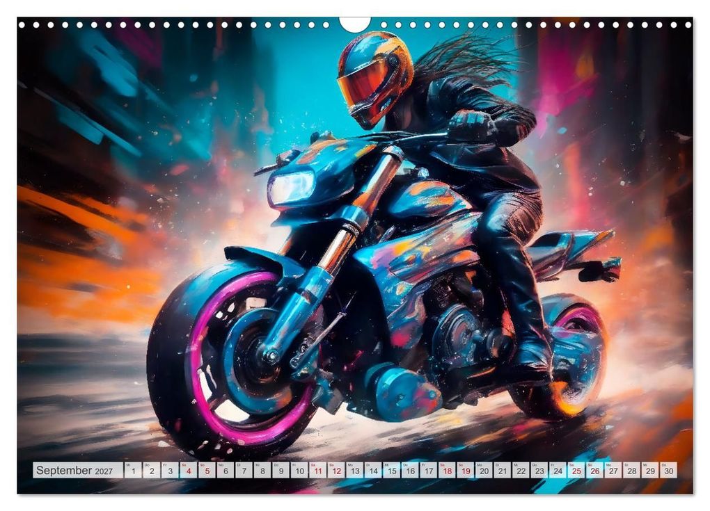 Weitere Ansicht: Coole KI-generierte MOTORRÄDER (Wandkalender 2027 DIN A3 quer), CALVENDO Monatskalender | Melanie Viola, Calvendo
