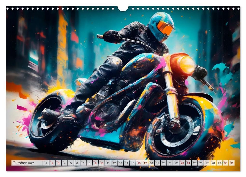 Weitere Ansicht: Coole KI-generierte MOTORRÄDER (Wandkalender 2027 DIN A3 quer), CALVENDO Monatskalender | Melanie Viola, Calvendo
