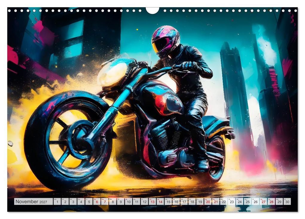 Weitere Ansicht: Coole KI-generierte MOTORRÄDER (Wandkalender 2027 DIN A3 quer), CALVENDO Monatskalender | Melanie Viola, Calvendo