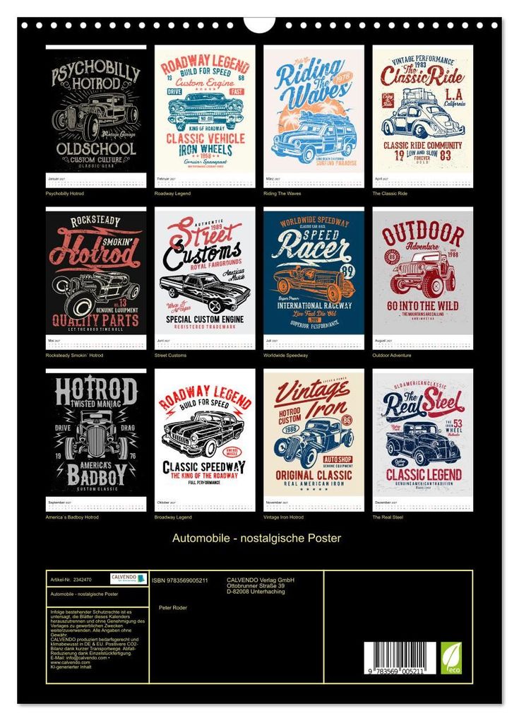 Weitere Ansicht: Automobile - nostalgische Poster (Wandkalender 2027 DIN A3 hoch), CALVENDO Monatskalender | Peter Roder, Calvendo