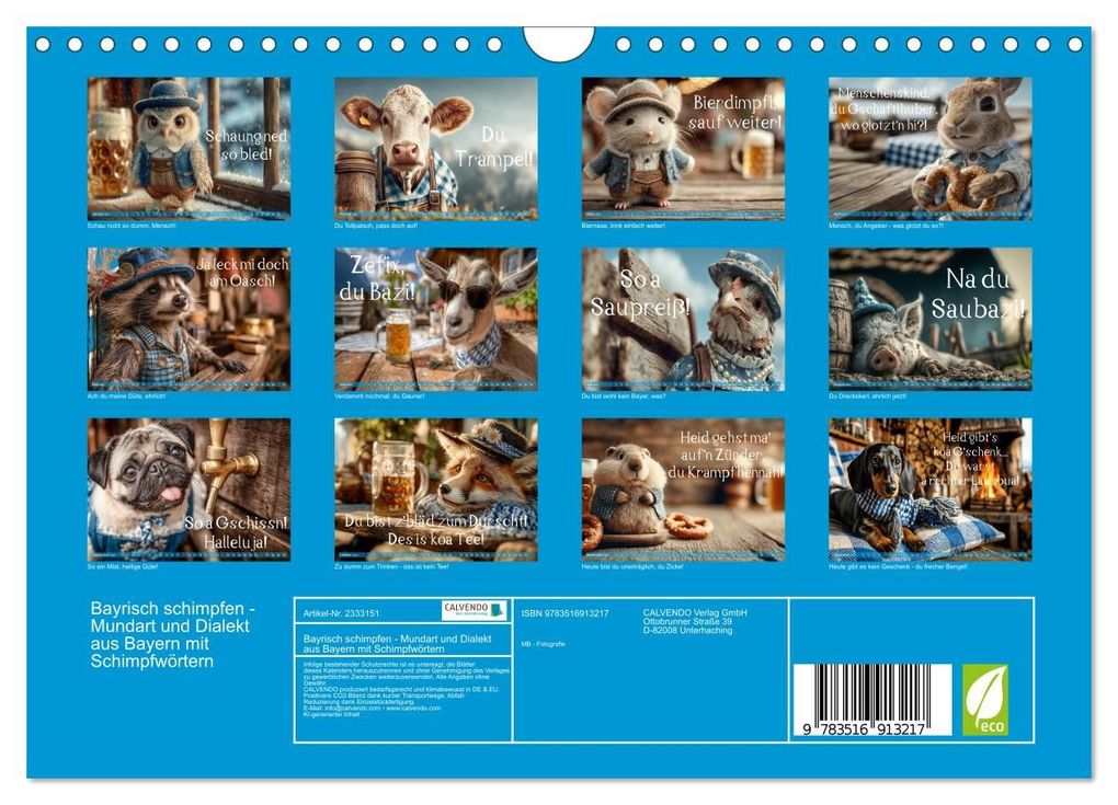 Weitere Ansicht: Bayrisch schimpfen - Mundart und Dialekt aus Bayern mit Schimpfwörtern (Wandkalender 2027 DIN A4 quer), CALVENDO Monatskalender | MB - Fotografie, Calvendo