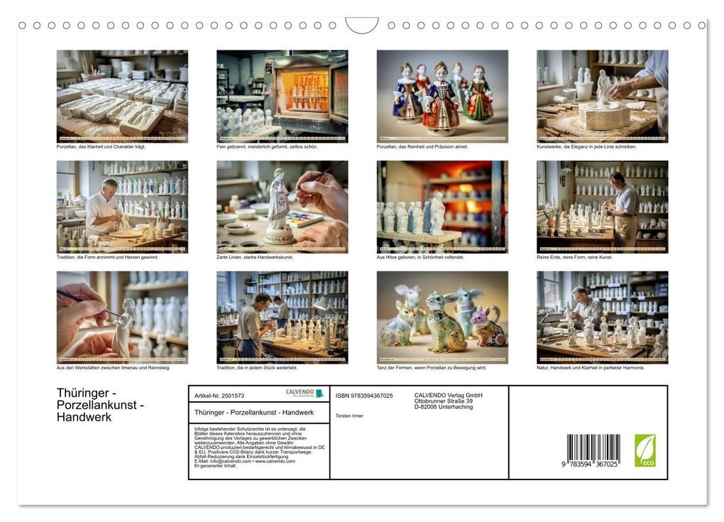 Weitere Ansicht: Thüringer - Porzellankunst - Handwerk (Wandkalender 2027 DIN A3 quer), CALVENDO Monatskalender | Torsten Irmer, Calvendo
