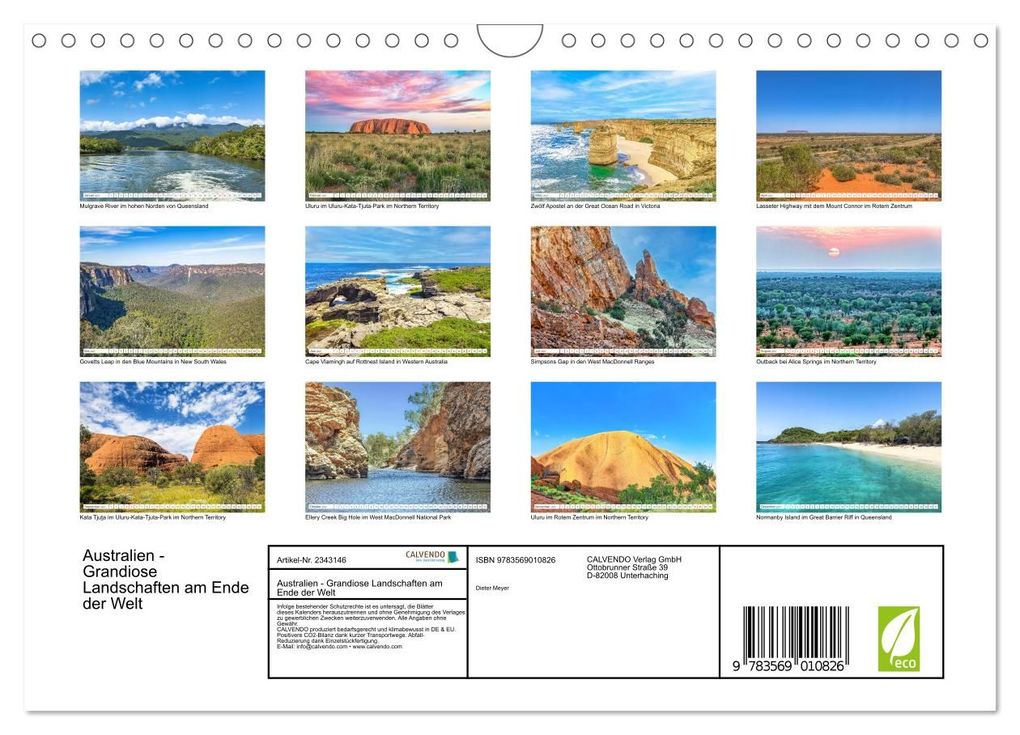 Weitere Ansicht: Australien - Grandiose Landschaften am Ende der Welt (Wandkalender 2027 DIN A4 quer), CALVENDO Monatskalender | Dieter Meyer, Calvendo