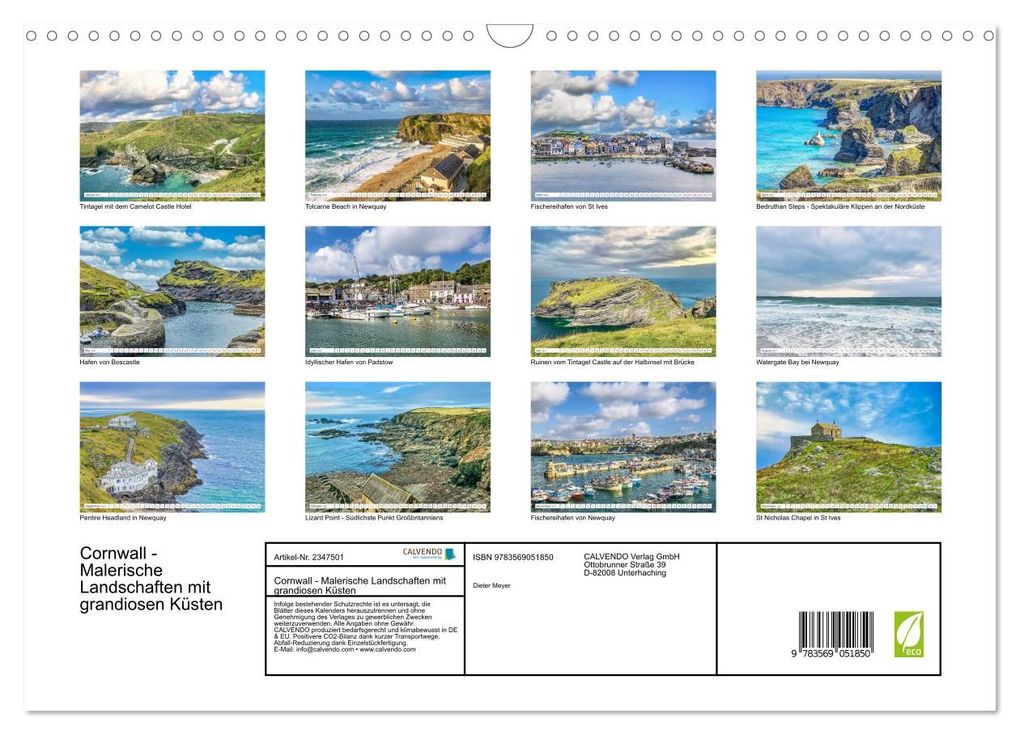 Weitere Ansicht: Cornwall - Malerische Landschaften mit grandiosen Küsten (Wandkalender 2027 DIN A3 quer), CALVENDO Monatskalender | Dieter Meyer, Calvendo