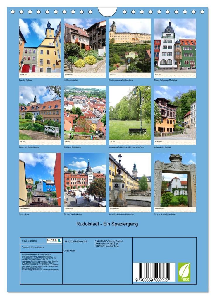 Weitere Ansicht: Rudolstadt - Ein Spaziergang (Wandkalender 2027 DIN A4 hoch), CALVENDO Monatskalender | Gisela Kruse, Calvendo