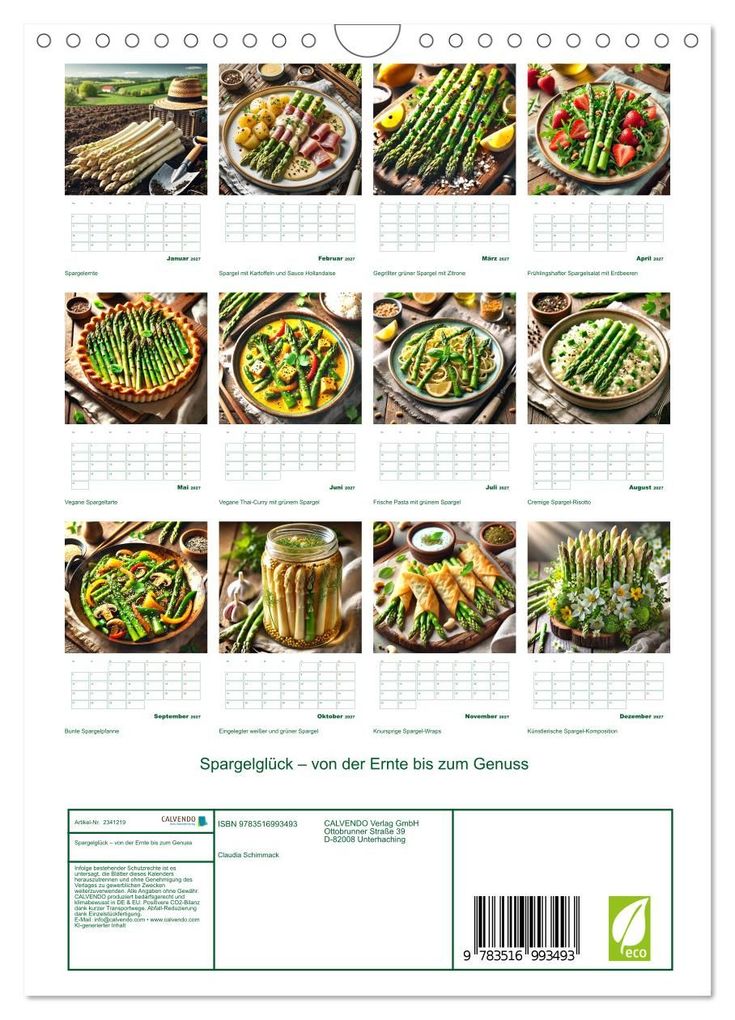Weitere Ansicht: Spargelglück - von der Ernte bis zum Genuss (Wandkalender 2027 DIN A4 hoch), CALVENDO Monatskalender | Claudia Schimmack, Calvendo