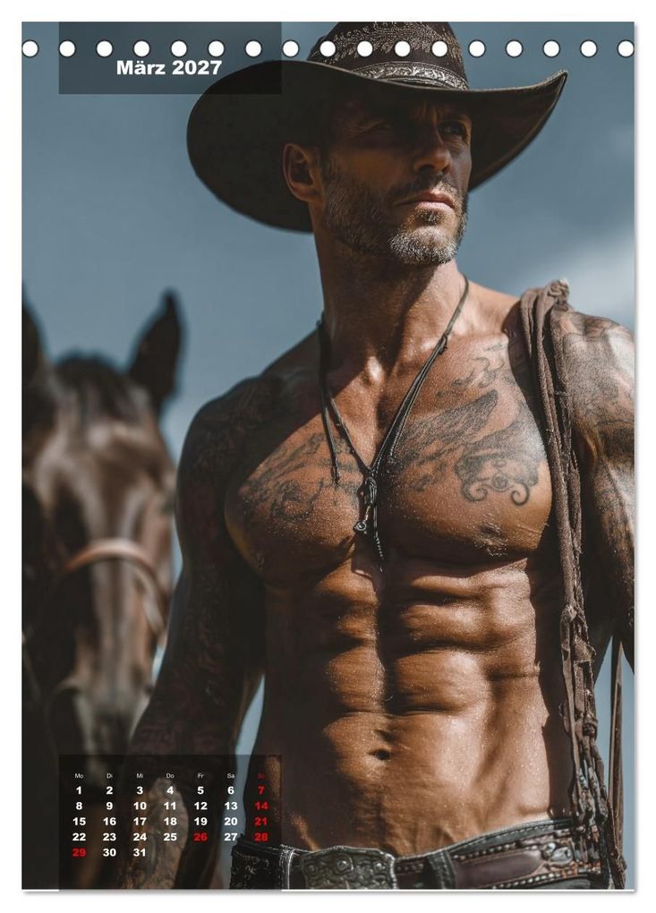 Weitere Ansicht: GEILE HENGSTE - Sexy Cowboys mit Ihren Pferden im Männerkalender (Tischkalender 2027 DIN A5 hoch), CALVENDO Monatskalender | MB - Fotografie, Calvendo