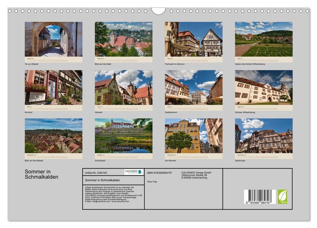 Weitere Ansicht: Sommer in Schmalkalden (Wandkalender 2027 DIN A3 quer), CALVENDO Monatskalender | Tanja Voigt, Calvendo