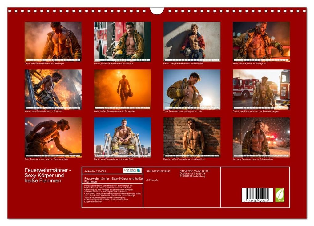 Weitere Ansicht: Feuerwehrmänner - Sexy Körper und heiße Flammen (Wandkalender 2027 DIN A3 quer), CALVENDO Monatskalender | MB Fotografie, Calvendo