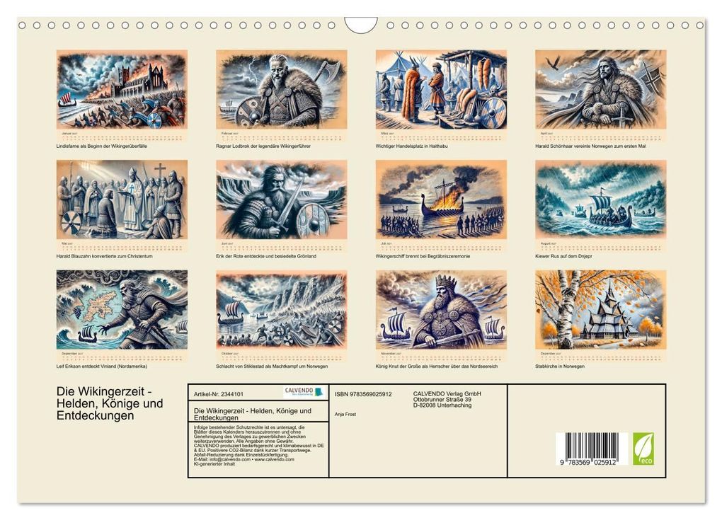 Weitere Ansicht: Die Wikingerzeit - Helden, Könige und Entdeckungen (Wandkalender 2027 DIN A3 quer), CALVENDO Monatskalender | Anja Frost, Calvendo