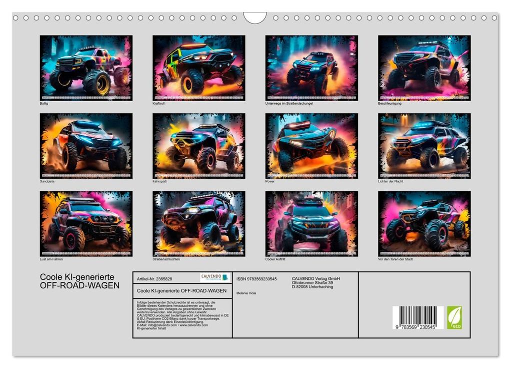 Weitere Ansicht: Coole KI-generierte OFF-ROAD-WAGEN (Wandkalender 2027 DIN A3 quer), CALVENDO Monatskalender | Melanie Viola, Calvendo