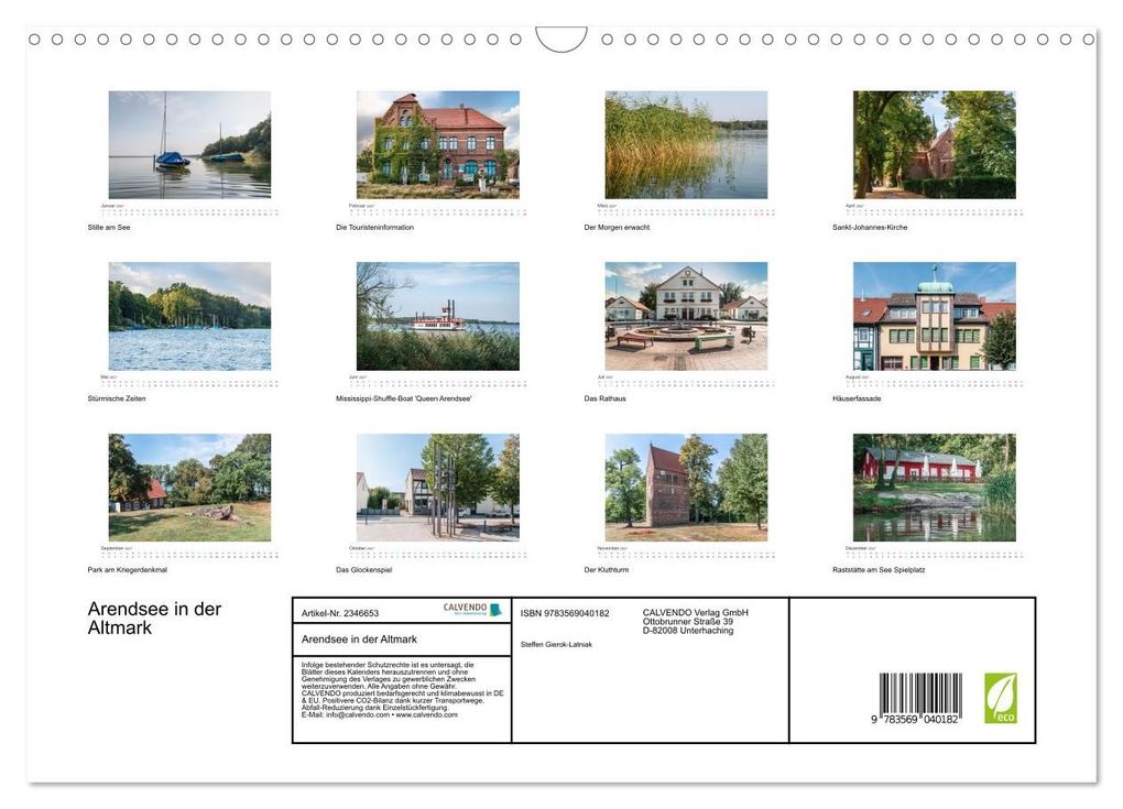 Weitere Ansicht: Arendsee in der Altmark (Wandkalender 2027 DIN A3 quer), CALVENDO Monatskalender | Steffen Gierok-Latniak, Calvendo