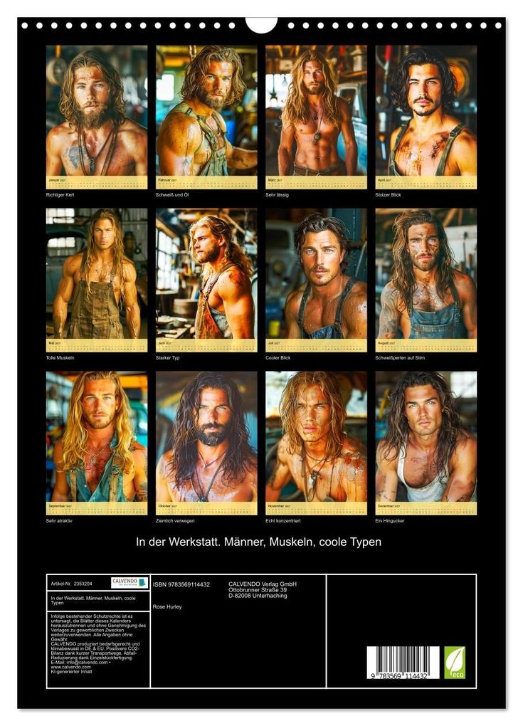 Weitere Ansicht: In der Werkstatt. Männer, Muskeln, coole Typen (Wandkalender 2027 DIN A3 hoch), CALVENDO Monatskalender | Rose Hurley, Calvendo