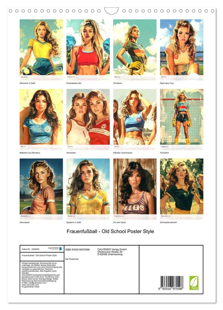 Weitere Ansicht: Frauenfußball - Old School Poster Style (Wandkalender 2027 DIN A3 hoch), CALVENDO Monatskalender | Val Thoermer, Calvendo