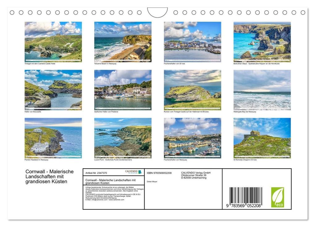 Weitere Ansicht: Cornwall - Malerische Landschaften mit grandiosen Küsten (Wandkalender 2027 DIN A4 quer), CALVENDO Monatskalender | Dieter Meyer, Calvendo