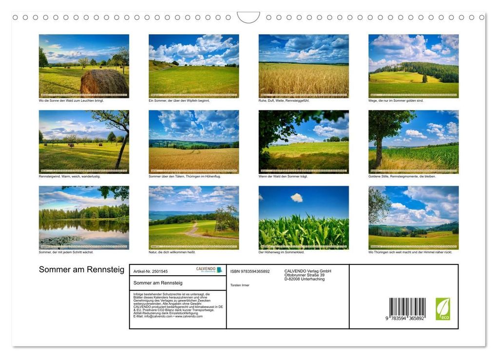 Weitere Ansicht: Sommer am Rennsteig (Wandkalender 2027 DIN A3 quer), CALVENDO Monatskalender | Torsten Irmer, Calvendo