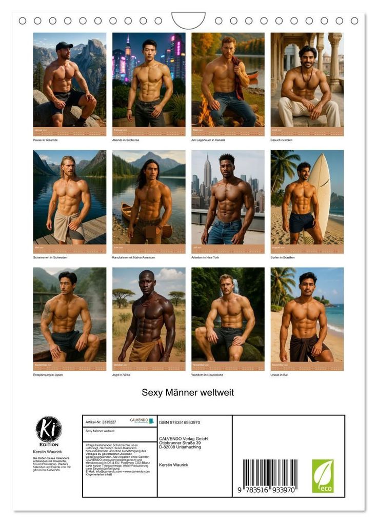 Weitere Ansicht: Sexy Männer weltweit (Wandkalender 2027 DIN A4 hoch), CALVENDO Monatskalender | Kerstin Waurick, Calvendo