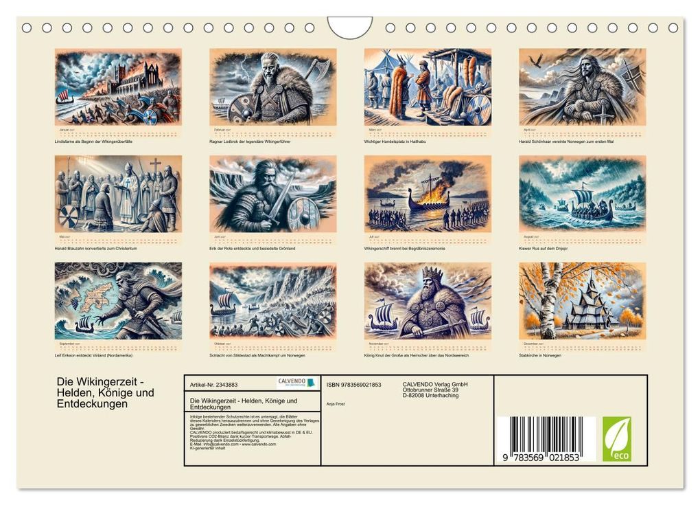 Weitere Ansicht: Die Wikingerzeit - Helden, Könige und Entdeckungen (Wandkalender 2027 DIN A4 quer), CALVENDO Monatskalender | Anja Frost, Calvendo