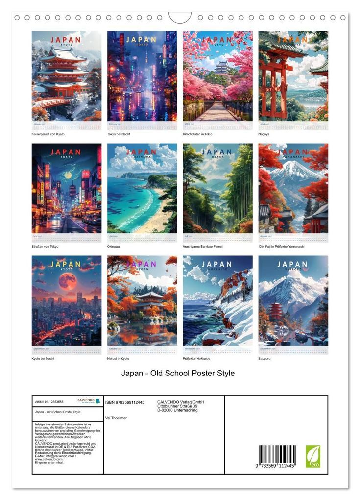 Weitere Ansicht: Japan - Old School Poster Style (Wandkalender 2027 DIN A3 hoch), CALVENDO Monatskalender | Val Thoermer, Calvendo