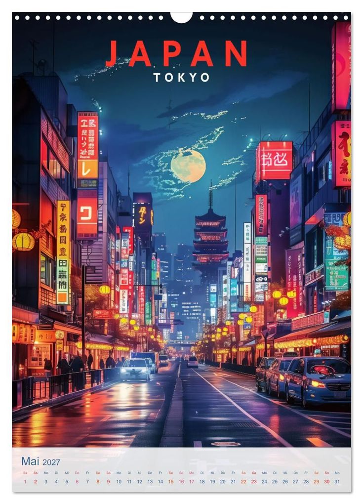 Weitere Ansicht: Japan - Old School Poster Style (Wandkalender 2027 DIN A3 hoch), CALVENDO Monatskalender | Val Thoermer, Calvendo