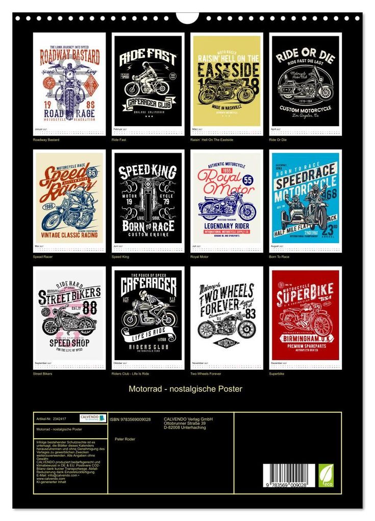 Weitere Ansicht: Motorrad - nostalgische Poster (Wandkalender 2027 DIN A3 hoch), CALVENDO Monatskalender | Peter Roder, Calvendo