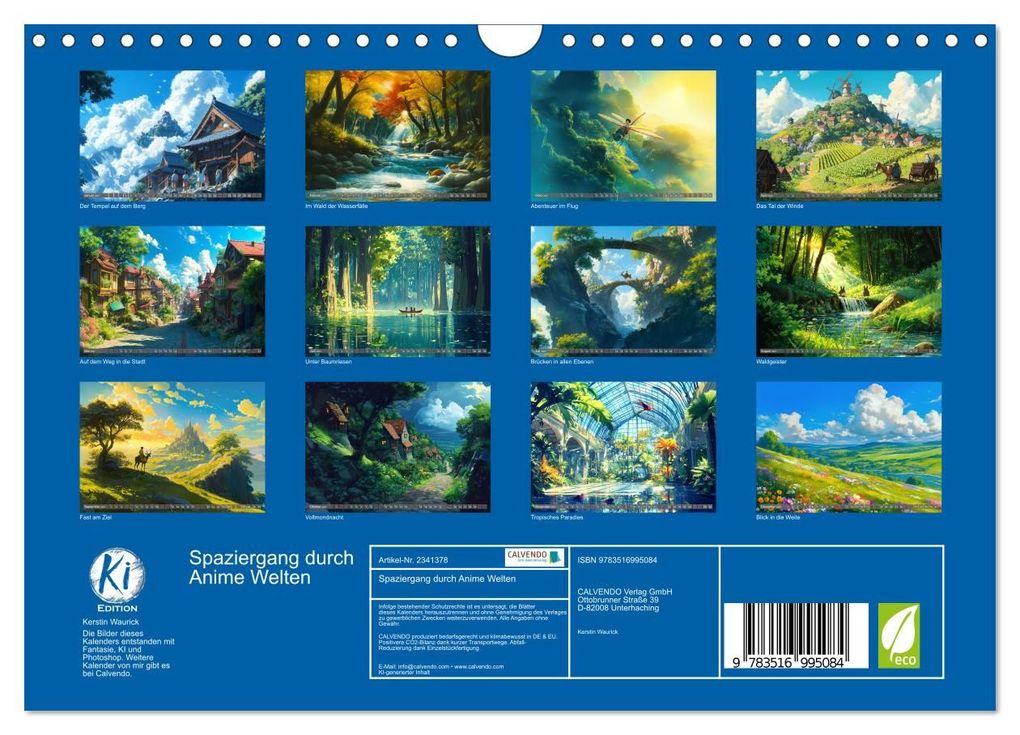 Weitere Ansicht: Spaziergang durch Anime Welten (Wandkalender 2027 DIN A4 quer), CALVENDO Monatskalender | Kerstin Waurick, Calvendo