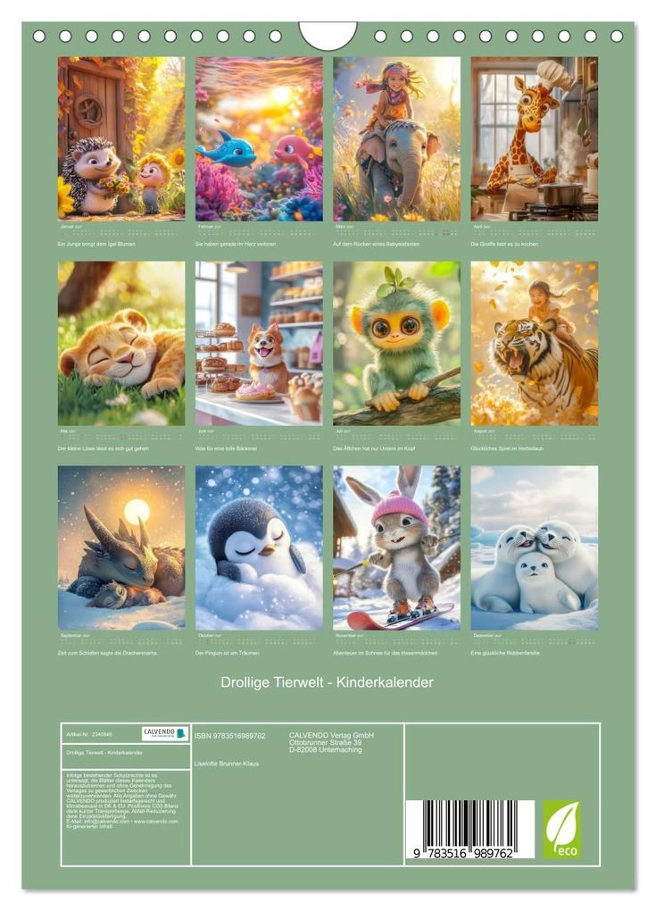 Weitere Ansicht: Drollige Tierwelt - Kinderkalender (Wandkalender 2027 DIN A4 hoch), CALVENDO Monatskalender | Liselotte Brunner-Klaus, Calvendo