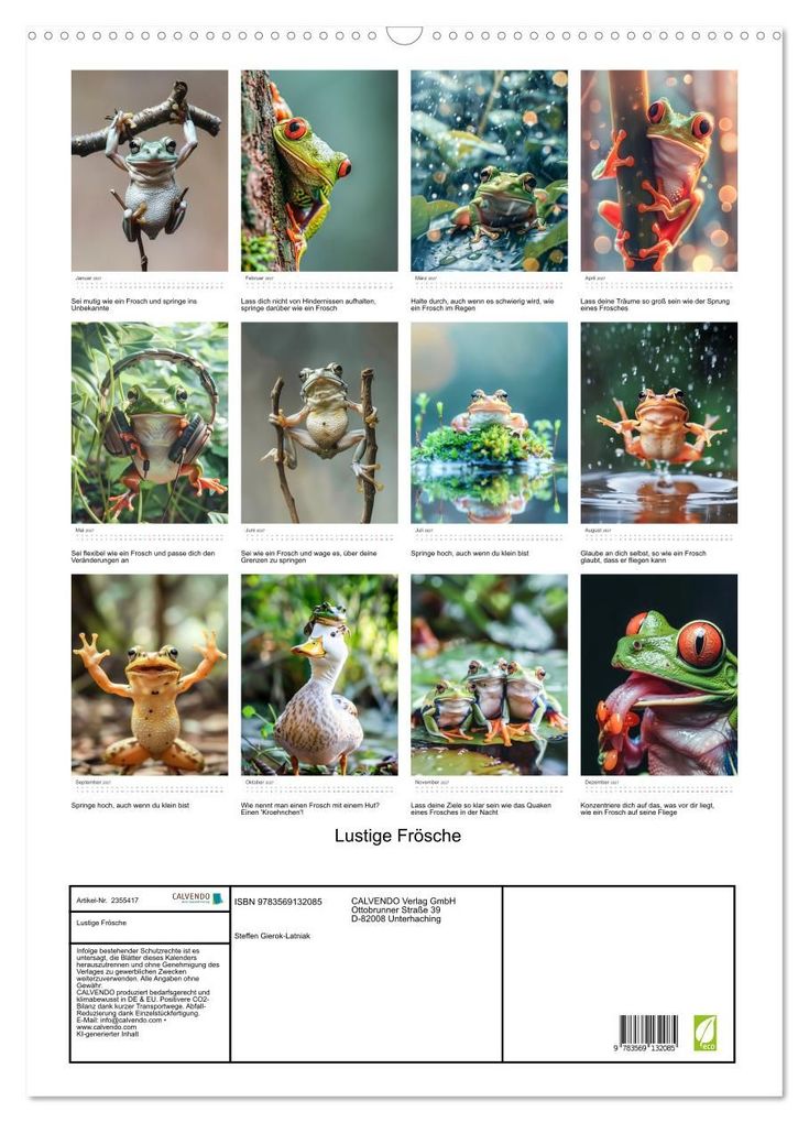 Weitere Ansicht: Lustige Frösche (Wandkalender 2027 DIN A2 hoch), CALVENDO Monatskalender | Steffen Gierok-Latniak, Calvendo
