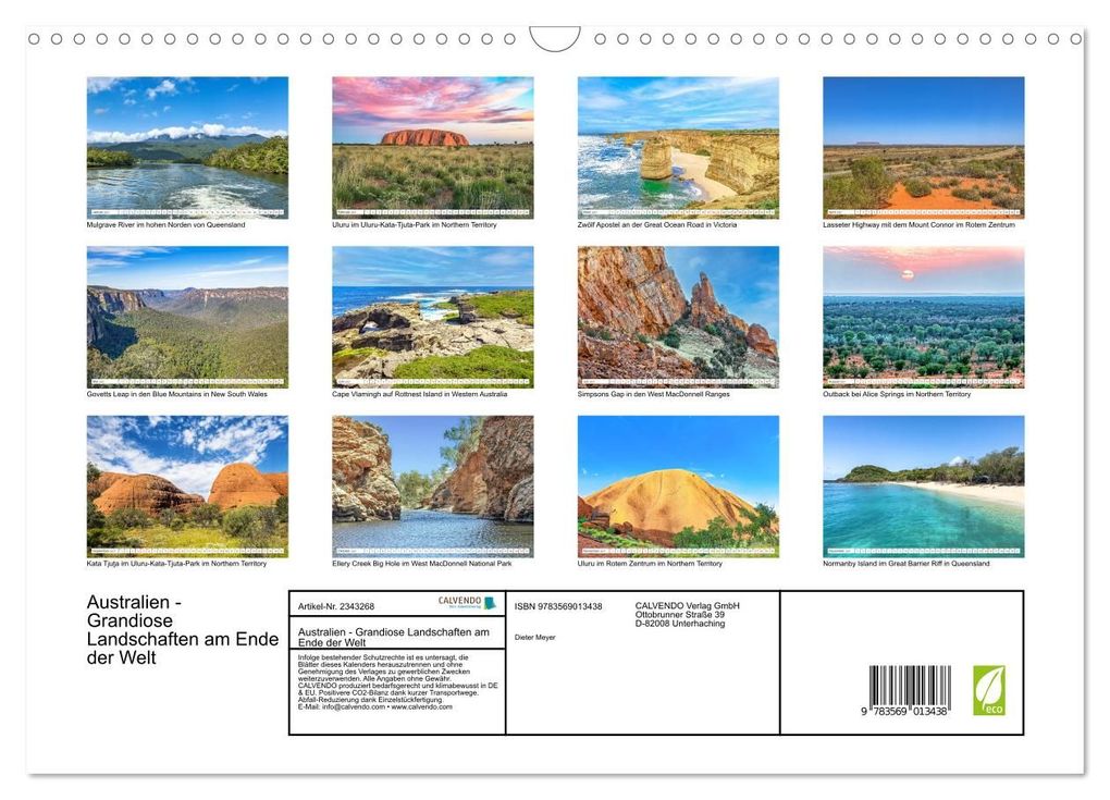 Weitere Ansicht: Australien - Grandiose Landschaften am Ende der Welt (Wandkalender 2027 DIN A3 quer), CALVENDO Monatskalender | Dieter Meyer, Calvendo