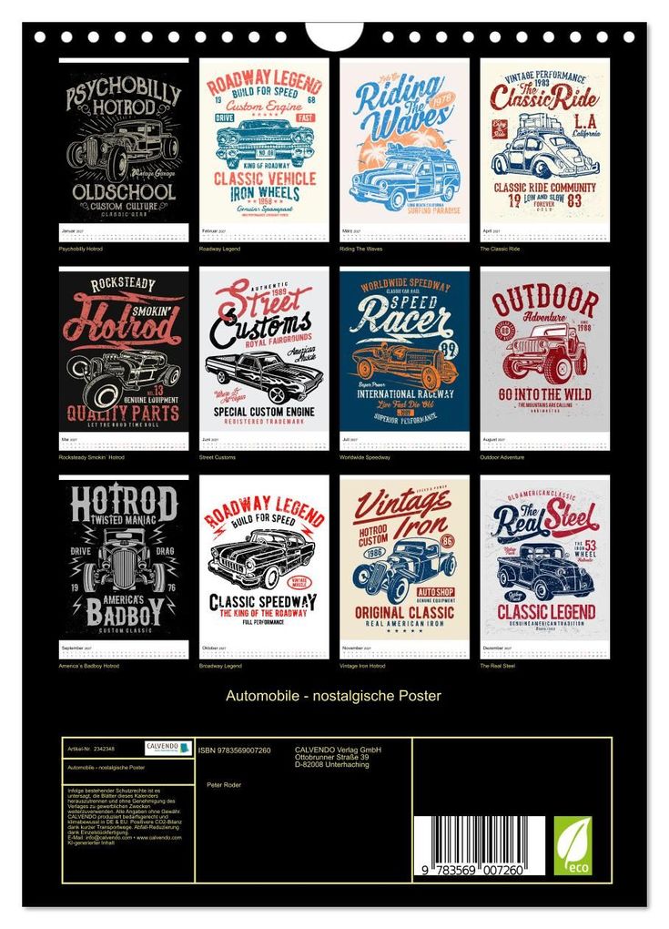 Weitere Ansicht: Automobile - nostalgische Poster (Wandkalender 2027 DIN A4 hoch), CALVENDO Monatskalender | Peter Roder, Calvendo