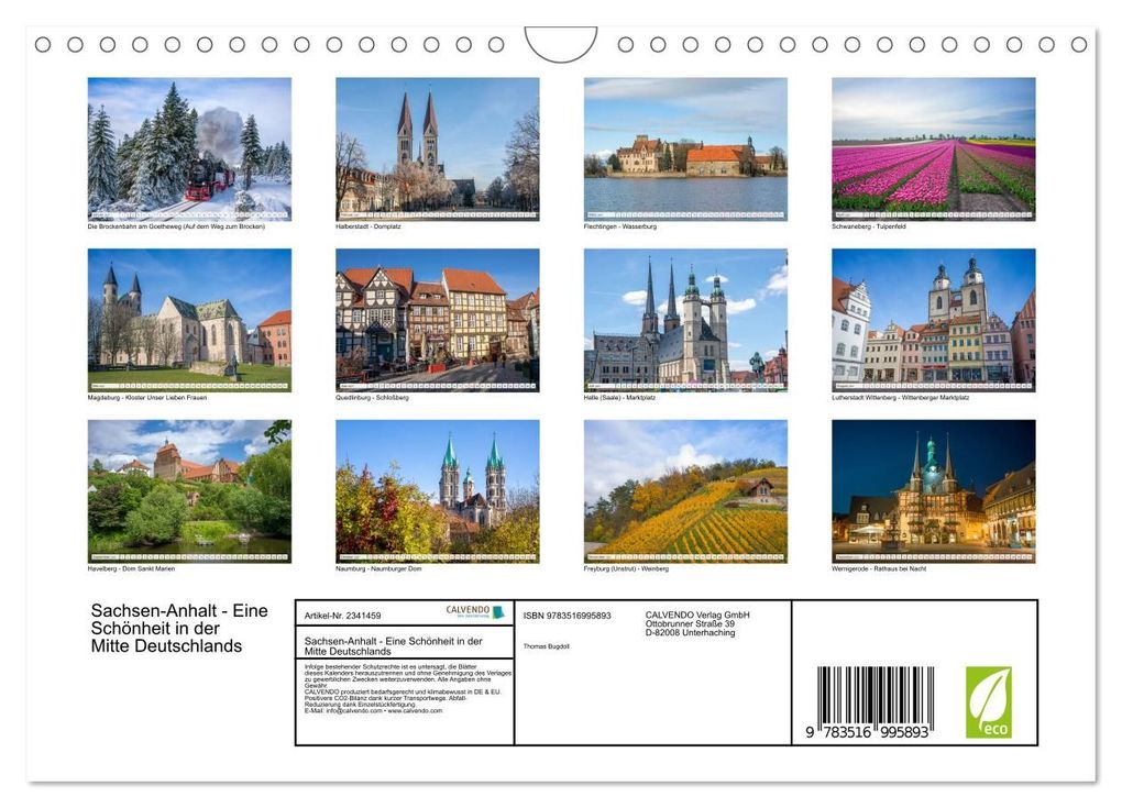 Weitere Ansicht: Sachsen-Anhalt - Eine Schönheit in der Mitte Deutschlands (Wandkalender 2027 DIN A4 quer), CALVENDO Monatskalender | Thomas Bugdoll, Calvendo