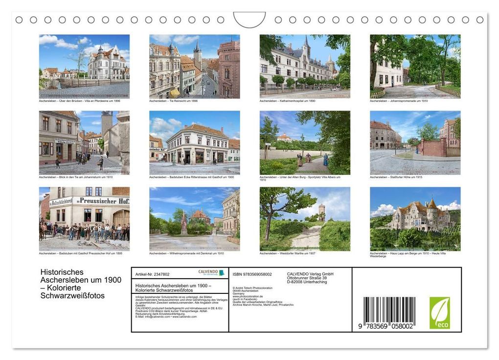 Weitere Ansicht: Historisches Aschersleben um 1900 - Kolorierte Schwarzweißfotos (Wandkalender 2027 DIN A4 quer), CALVENDO Monatskalender | André Tetsch, Calvendo