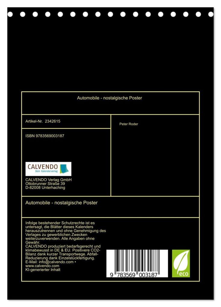 Weitere Ansicht: Automobile - nostalgische Poster (Tischkalender 2027 DIN A5 hoch), CALVENDO Monatskalender | Peter Roder, Calvendo
